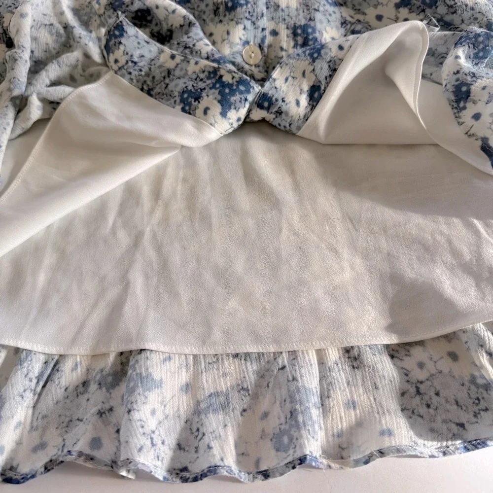 Rails Womens Elsie Blue Jasmine Boho Floral Prairie Mini Dress Size L Cottage‎